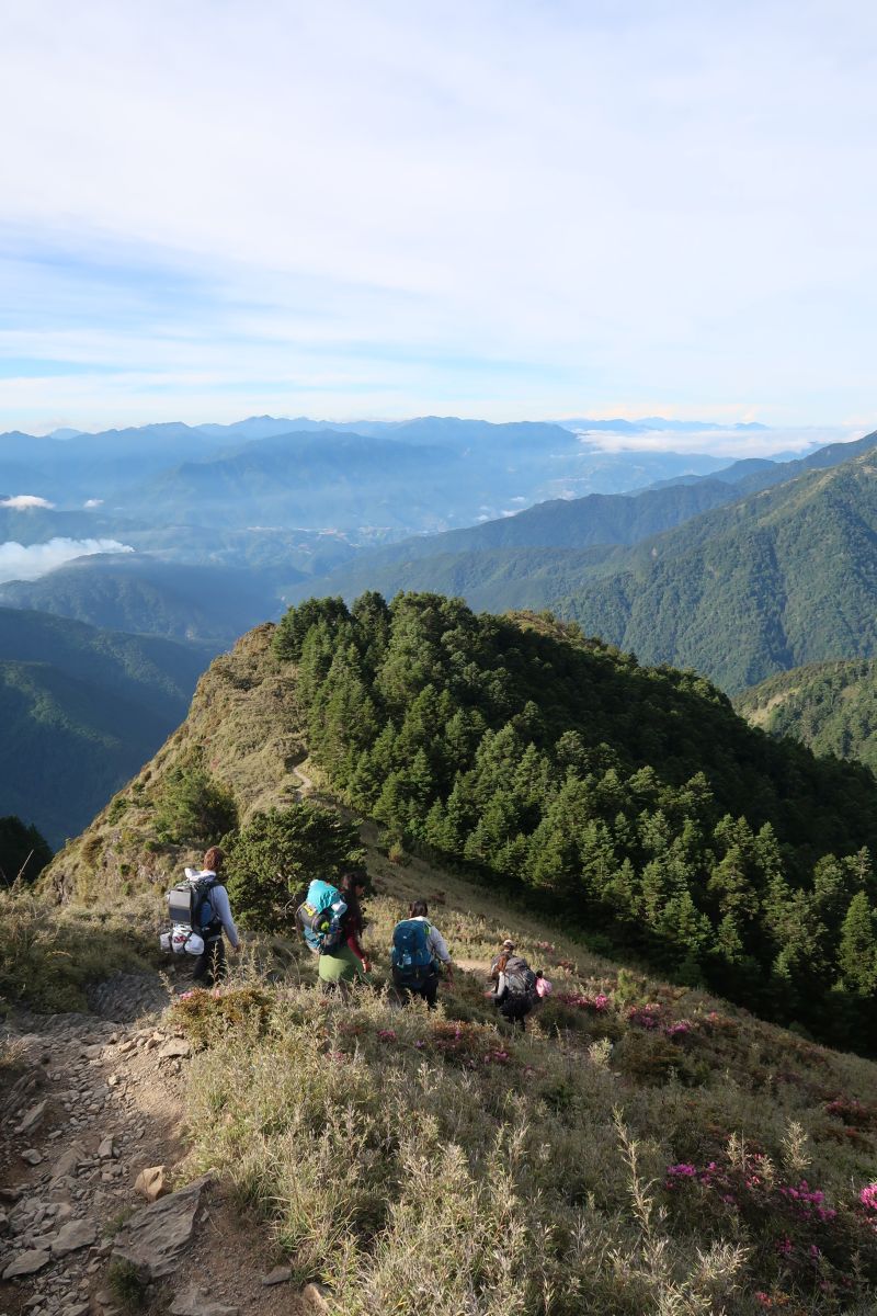 Wanderer auf dem Abstieg